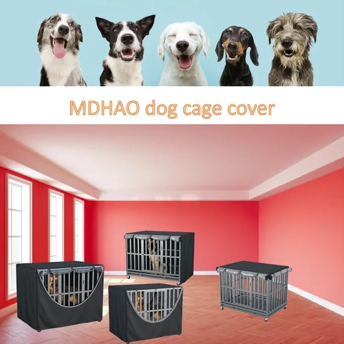 Vista 4 de Funda para jaula para perros de metal para todo tipo de clima, protección para interiores y exteriores, resistente al viento, lluvia, resistente al