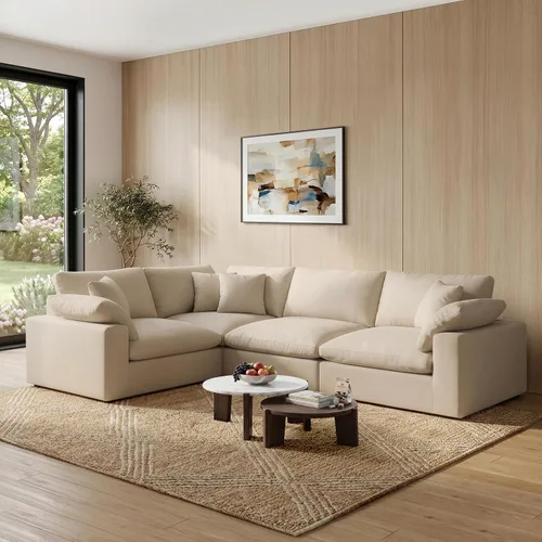 Vista 27 de Sofá modular modular con asiento profundo extra cómodo, sofás modernos negros para sala de estar, apartamento, oficina, espacio pequeño