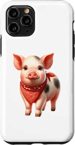 Vista 10 de iPhone 15 Cute Animal With Red Bandana - Nice Pig Lover Case