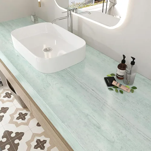Vista 2 de Wallercity Papel adhesivo de madera verde para encimeras, papel tapiz autoadhesivo impermeable para armarios, papel tapiz de vinilo de madera, papel