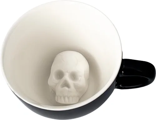 Vista 8 de Creature Cups - Taza de cerámica CTHULHU (11 onzas, exterior negro) - Tazas espeluznantes - Taza de animal 3D oculto en el interior que emerge