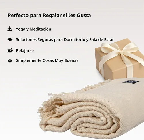 Vista 8 de Tharie Manta de algodón orgánico tejida a mano con certificación GOTS, ligera y transpirable, 55.9 x 78.7 in