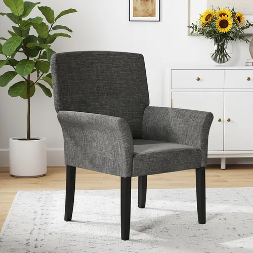 Vista 11 de POWERSTONE Silla de acento ejecutiva, silla de gamuza para invitados de oficina, moderna de mediados de siglo, sillón de recepción con patas de Negro