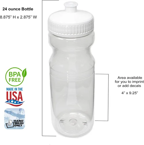 Vista 2 de Rolling Sands Botellas de agua de plástico blanco transparente de 24 onzas sin BPA, juego de 10, fabricadas en Estados Unidos Claro/Blanco