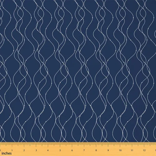 Vista 13 de The Yard - Tela a rayas para niños, geométricas, abstractas, decorativas, impermeables, para exteriores, niños, niñas, adultos, azul marino, blanco