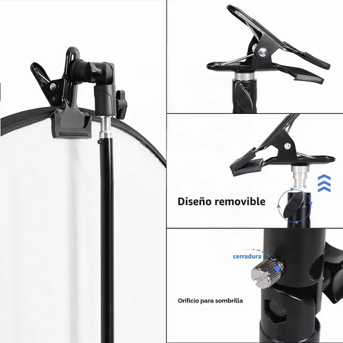 Vista 4 de 2 soportes de abrazadera de metal resistente con soporte de luz