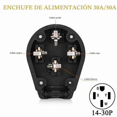 Vista 3 de Nema - Enchufe 14-30P de 125/250 voltios con 3 polos y 4 alambres de alta resistencia de grado industrial para secadora y rangos