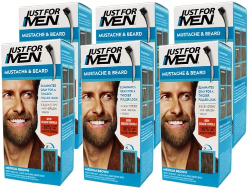 Vista 32 de Just For Men - Tinte para bigote y barba, tinte para barba para hombres con cepillo, incluye queratina, biotina, aloe vera y aceite de coco