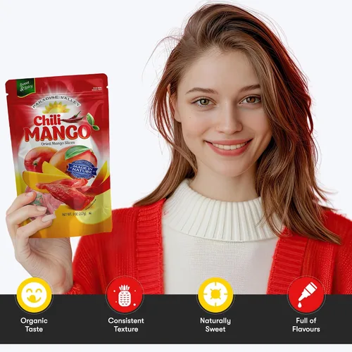 Vista 5 de Sabor original de mango y chile seco, sin azúcar, 100% vagano, sin OMG, sin glutten (todos los ingredientes naturales) (2.25 onzas) paquete de 12