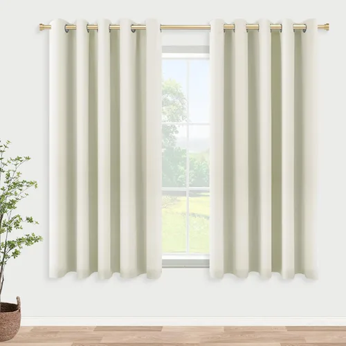 Vista 117 de KOUFALL Cortinas de Baño Aqua para Ventana, Juego de 2 Paneles Decoración Costera Cortinas Cortas Opacas para Ventana Pequeña de Cocina Puerta