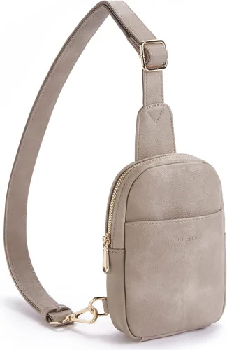 Vista 36 de Telena Riñonera pequeña para mujer, de cuero, cangureras, bolsa de pecho para mujer