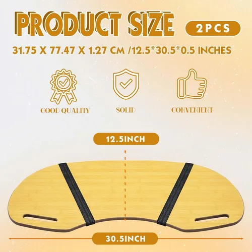 Vista 2 de Thyle 2 piezas de escritorio curvado de madera – 30.5 x 12.5 pulgadas mesa de regazo con asas, tablero de madera curvada bandeja para teclado