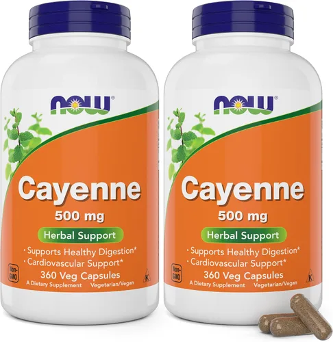 Vista 10 de NOW Foods Suplementos, Cayenne (Capsicum annuum) 500 mg, Apoyo a base de hierbas, 100 cápsulas vegetales