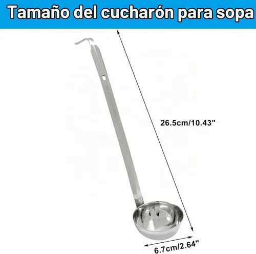 Vista 2 de Piutouyar Juego de cucharones de sopa de 3 onzas con mango largo con gancho