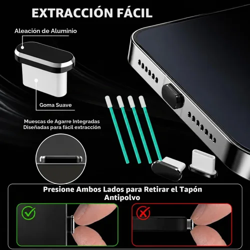 Vista 2 de Paquete de 4 tapas USB C para puerto USB C, cubierta de puerto de carga tipo C con cubierta antipolvo para altavoz, accesorios de teléfono