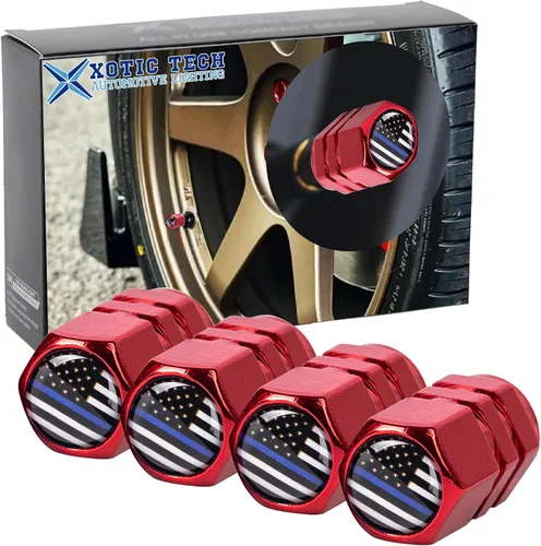 Vista 18 de x xotic tech Juego de 4 tapas de tapa de válvula de neumático con bandera estadounidense, aleación de aluminio anodizado, resistente a la corrosión