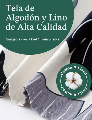 Vista 4 de Delantales ajustables con espalda cruzada para mujer con bolsillos de algodón y lino para cocinar y hornear banana ( Banana Leaf )