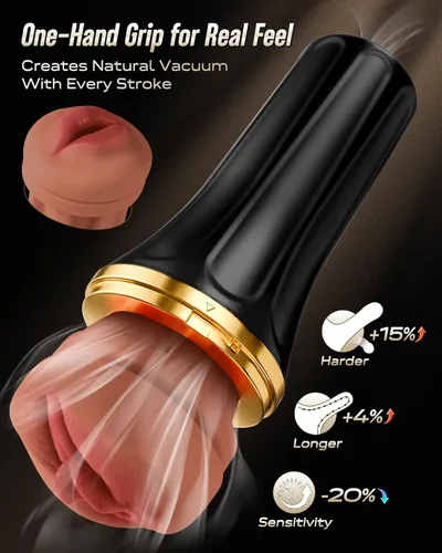Vista 2 de EINSEO Sex Toys - Masturbador masculino con mangas duales, bolsillo de 7.5 pulgadas, textura de coño y boca, canal de TPE suave, juguetes de mamada
