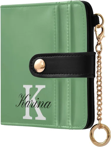 Vista 25 de Sinestour Custom Beige pattern Small Wallet for Women RFID Blocking Leather Bifold Small Purse with Card Holder Zipper Coin Pocket ID Window