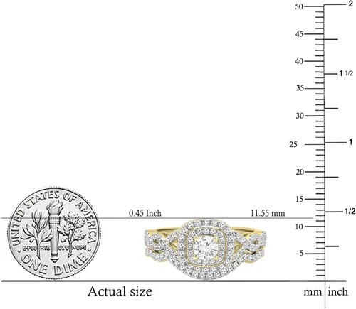 Vista 5 de Dazzlingrock Collection Round White Diamond Criss Cross Style with Matching Band Engagement Ring Set for Women (1.00 ctw, Color H-I, Clarity SI2) in