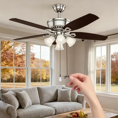 Vista 2 de SmoTecQ Extensor de cadena para ventilador de techo con bombilla decorativa de vidrio esmerilado y cable de ventilador, se adapta a todos