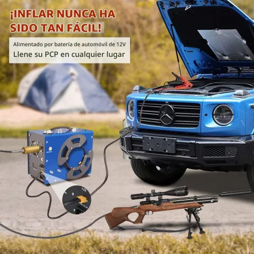 Vista 4 de TOAUTO - Compresor de aire PCP A3, diseño único vertical+carrete de alambre, parada automática, sin aceite/agua, 4500Psi/30Mpa, conector rápido