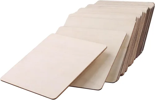 Vista 6 de SHEUTSAN 100 piezas de madera cuadradas de 6 x 6 pulgadas, hojas cuadradas de madera en blanco de 1/8 pulgadas de grosor, madera sin terminar