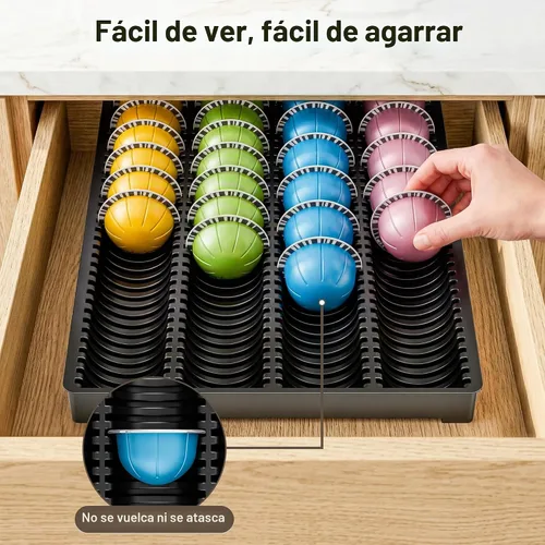Vista 7 de EVERIE Cajón de Almacenamiento de Cápsulas de Café Compatible con Nespresso Vertuoline, Inserto para Cajonera, NCT04