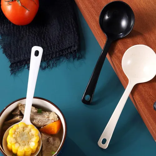 Vista 8 de UPKOCH Cucharas de sopa desechables grandes de plástico, cucharón de papilla, cucharón de papilla, cucharas para servir cucharas para fideos ramen