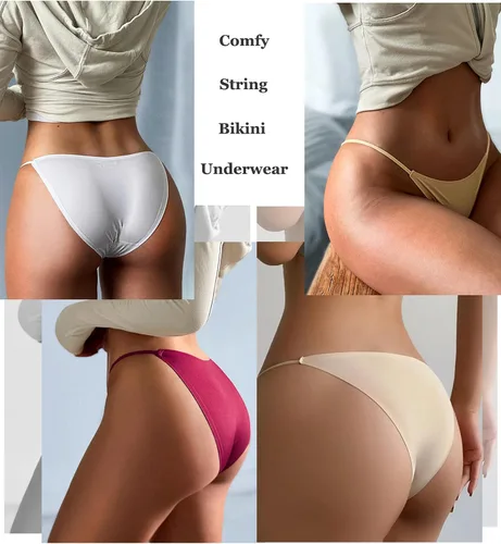 Vista 6 de Bolivelan Seamless Underwear Low-Rise Soft Stretch Breathable Invisible Bikini Spandex Panties 5 Pack