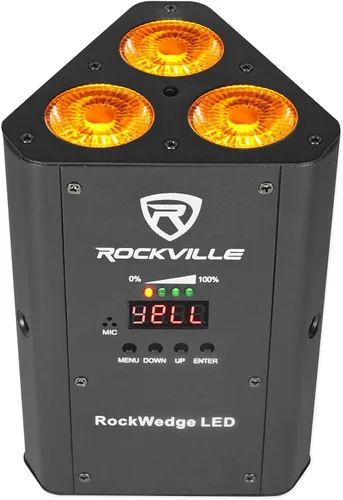 Vista 7 de Rockville RockWedge LED 54W RGBWA+UV - Luz Par alimentada por batería, DMX inalámbrico, recargable, diseño compacto, para DJs y eventos, 2 piezas