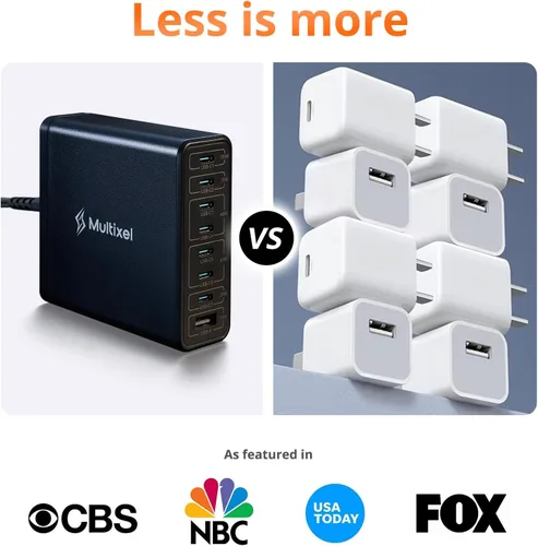 Vista 5 de Cargador GaN de 8 puertos mejorado de 240 W, concentrador de carga USB, estación de carga USB C, concentrador de carga USB-C para MacBook