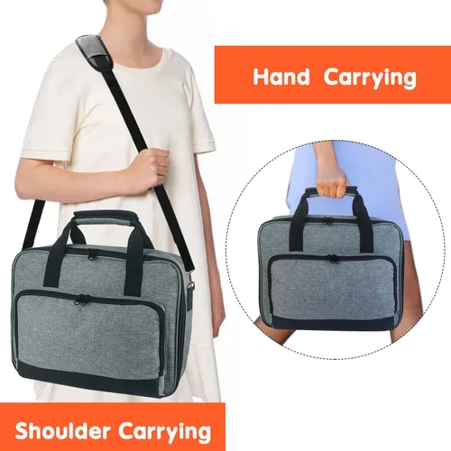 Vista 10 de Boczif - Funda de transporte para proyector, estuche de viaje portátil (gris) con compartimento para portátil y correa de hombro ajustable
