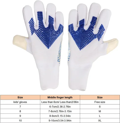 Vista 8 de Guantes de portero de fútbol con fuerte agarre en la palma, protección adicional para los dedos, material de látex antideslizante y nailon, diseño