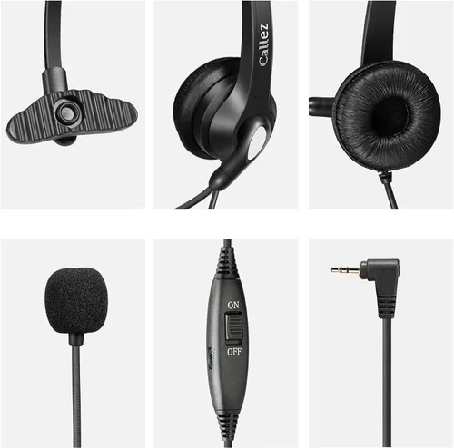 Vista 7 de Callez Auriculares de teléfono con micrófono con cancelación de ruido, auriculares de oficina para teléfonos DECT inalámbricos con conector