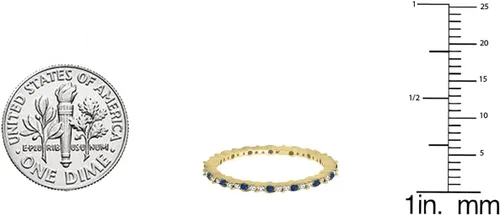 Vista 2 de Dazzlingrock Collection Anillo de boda redondo de zafiro azul y diamante blanco para mujer en oro macizo