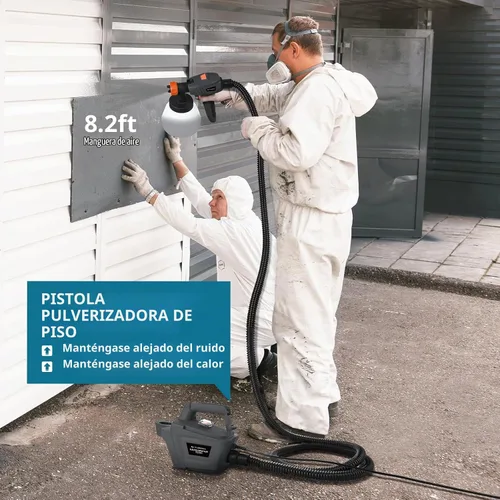Vista 7 de Tilswall Pulverizador de pintura, pistola eléctrica de pintura en aerosol HVLP de 800 W, 40.6 fl oz/min, con manguera de aire de 2.5 M, recipiente