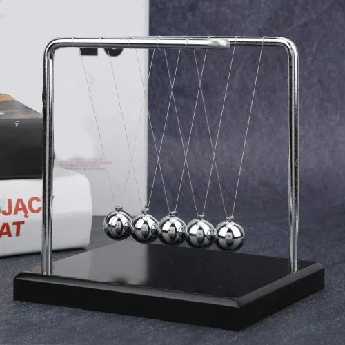 Vista 5 de Bolas de equilibrio oscilante, bola de equilibrio de acero, péndulo de cuna Newtons, adecuadas para decoración de escritorio de oficina en casa