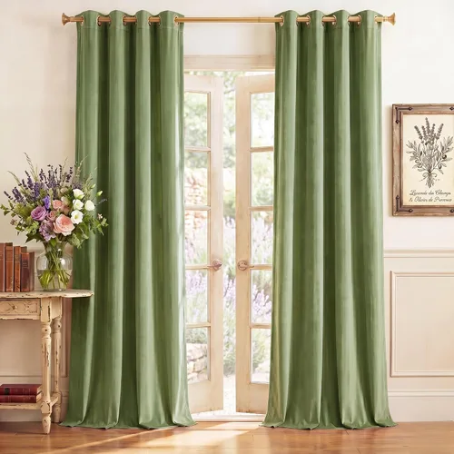 Vista 16 de StangH Cortinas de terciopelo gris de 84 pulgadas para oscurecer la habitación, con aislamiento térmico, cortinas gruesas y pesadas para sala