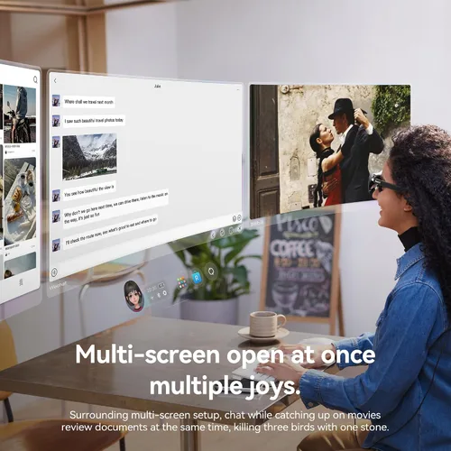 Vista 2 de Rokid AR - Gafas de Video Espacial con Sistema de 3 Pantallas, Gafas AR Max2 Negras y Computadora Espacial Station2 con Micro-OLED de 360°, OLED