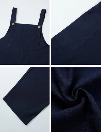 Vista 5 de COZYPOIN Overol casual para mujer, de pierna ancha, de algodón, holgado, casual, holgado, con peto