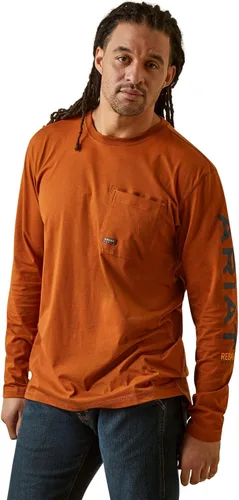 Vista 12 de Ariat Hombres Rebar Workman Logo Manga Larga Cuello Redondo Aguacate/Haya