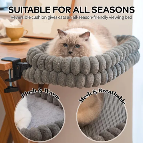 Vista 4 de CHEERPALS Cloud - Hamaca plegable para gatos de interior Gris