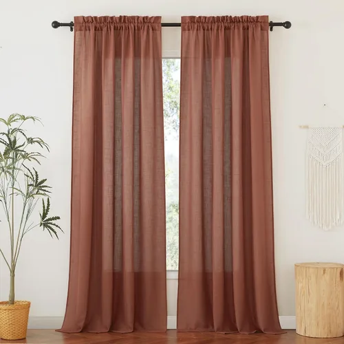Vista 112 de RYB HOME - Cortinas de lino texturizado semitranslúcidas, privacidad media, filtro de luz, decoración de ventana para dormitorio/baño/sala de estar