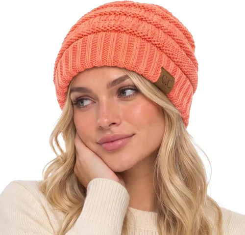Vista 59 de C.C Exclusives Gorro de Punto de Cable - Gorros Gruesos, Suaves y Cálidos de Punto Grueso Chenille Teniente Mel Gris