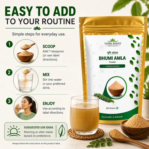 Vista 5 de Polvo orgánico Bhumi Amla – Rico en Vitamina C Antioxidante – Apoya la función inmune saludable 3.53 oz (paquete de 1)
