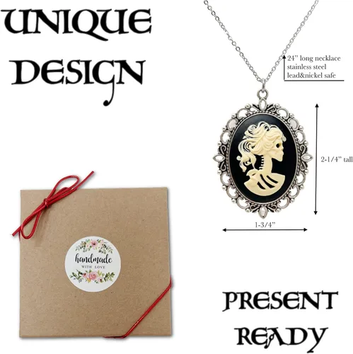 Vista 4 de UMBRELLALABORATORY Lolita gótica accesorios de vestido pirata collar de calavera de azúcar o pendientes joyería gótica Día de los muertos colgante