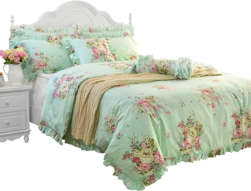 Vista 18 de FADFAY Juego de funda de edredón con estampado floral de roseta, juego de ropa de cama de encaje con volantes para niñas, 3 piezas
