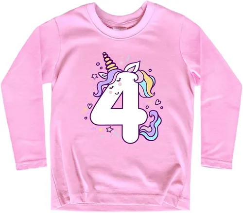 Vista 14 de Camisetas de unicornio para 4º cumpleaños para niñas pequeñas, camiseta de 4 años y cuarto