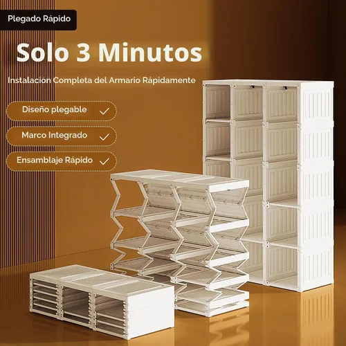 Vista 2 de ANTBOX Armario portátil para guardar ropa, organizador de almacenamiento con paneles de puerta transparentes, adecuado para sala de estar